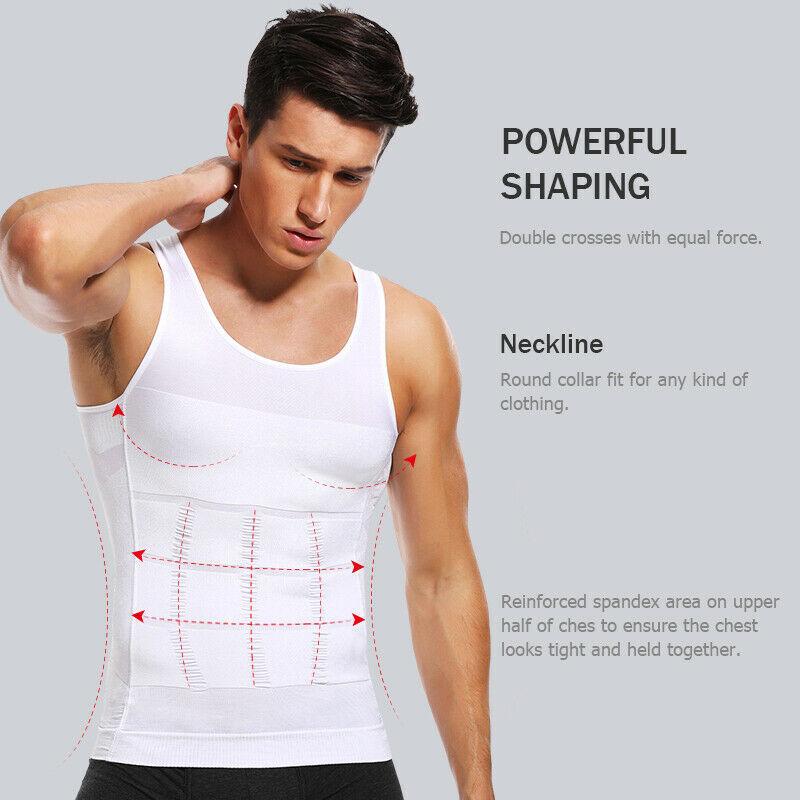 Tummy Control Undershirt Abs Abdomen Slim Stretchable Vest For Men = XXL